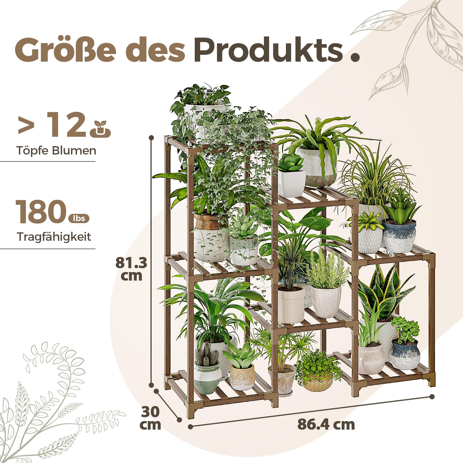 Bamworld Pflanzenständer Blumenständer Pflanzenregal Indoor Outdoor für 7 Etagen Terrasse Balkon Garten Gartenarbeit Geschenke 4
