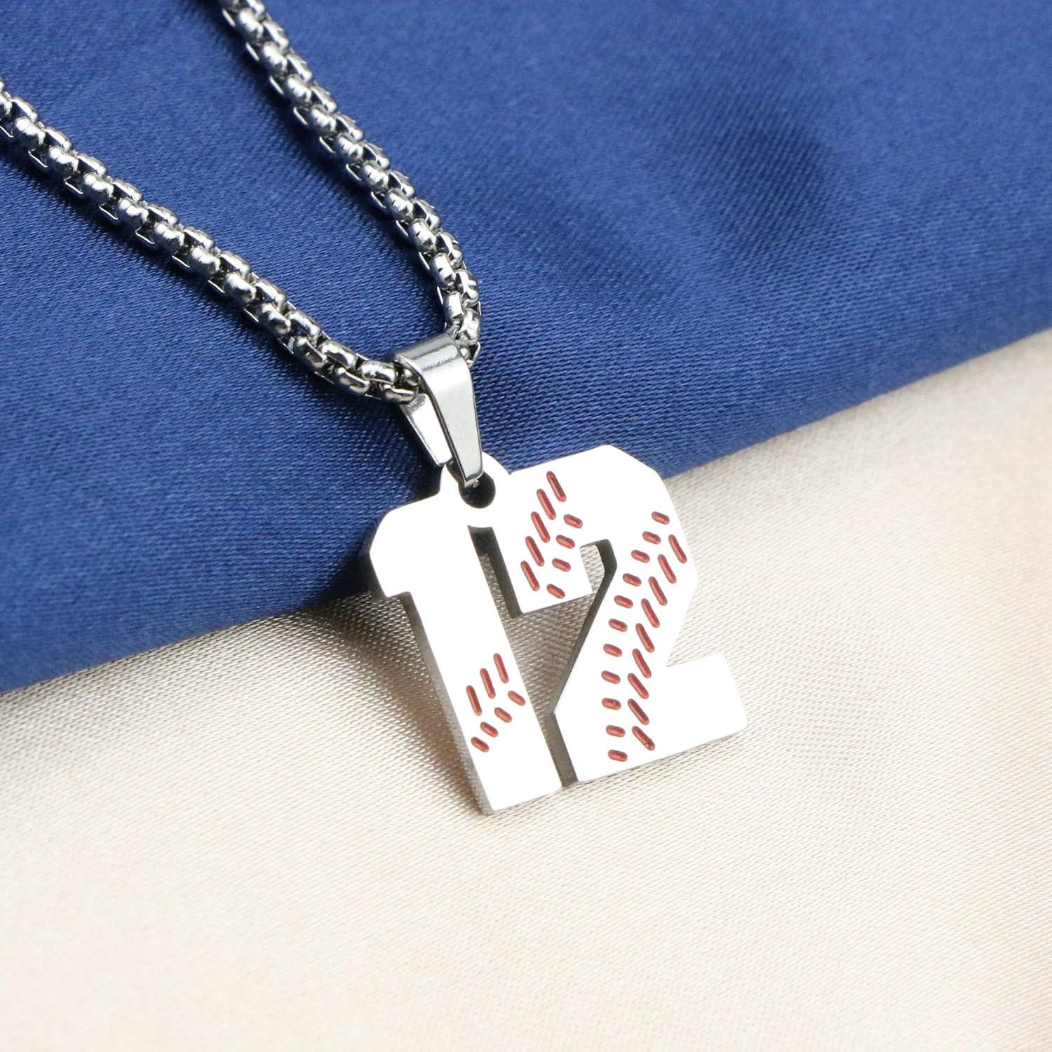 Joycuff Number 12 Chain Baseball Necklace Sports Fans Gifts for Girls Boys Teens Stainless Steel Jewelry 18 Inch Box Chain: Jewelry