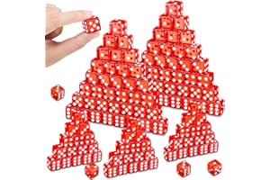 Poen 150 Packs Standard Game Dices Bulk 16mm Acrylic Casino Dice D6 for Board Activities, Birthday Party Supply(Clear Red,Square Corner)