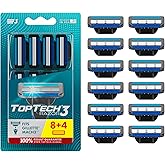 Razor 3 for Men - Replaceable Cartridges for Manual Shaving Razor - 3-Blade Technology Refills - Fits Gillette Mach3 - Soft Shave Sharp Blades - Cost-effective Refill (8 refills)