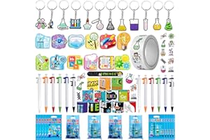 Science Party Gift Set with Mini Notebooks Ballpoint Pen Slap Bracelets Keychains Stickers and Goodie Bag for Science Themed 
