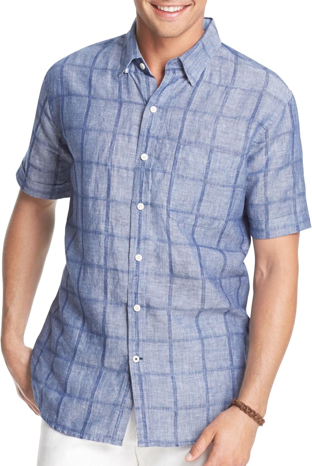 IZOD Men's ShortSleeve Plaid Seaside Poplin Shirt at Amazon Men’s