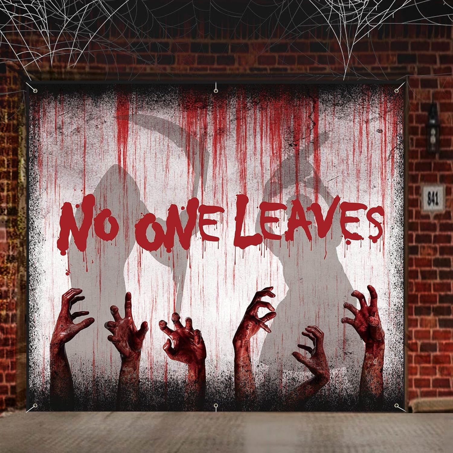 Garage Door Decorations - ultimatumX 7 x 8Ft Halloween Garage Door Cover Decorations, Small Halloween Single Garage Door Decorations Banner, Outdoor Halloween Decor Party Decorations