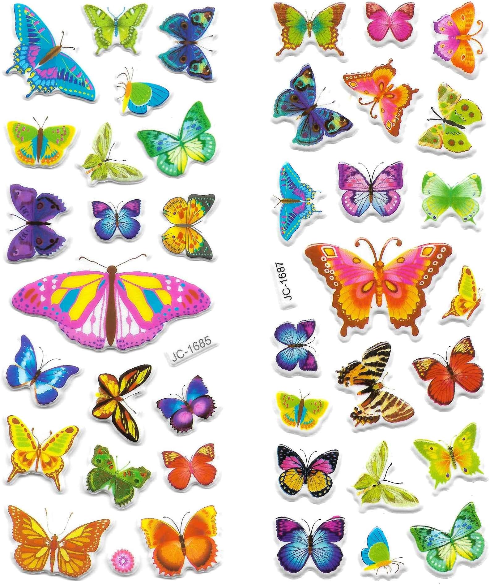 New Celebration 2 Sheets Cute Butterfly 3d Puffy Kids Stickers Craft Scrapbook Self Adhesive Reusable