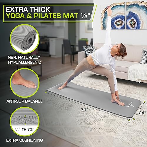 ProsourceFit Extra Thick Yoga and Pilates Mat ½” (13mm), 71-inch