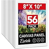 ESRICH Canvas Boards for Painting 8x10 Inch, 56 Pack Bulk 8x10 Inch Canvases for Painting- Cotton Canvas Panels for Oil, Acrylic & Watercolor Painting.