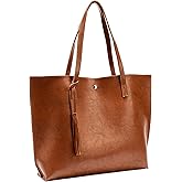 Nodykka Women Tote Bags Top Handle Satchel Handbags PU Faux Leather Tote Bag with Tassel Shoulder Purse