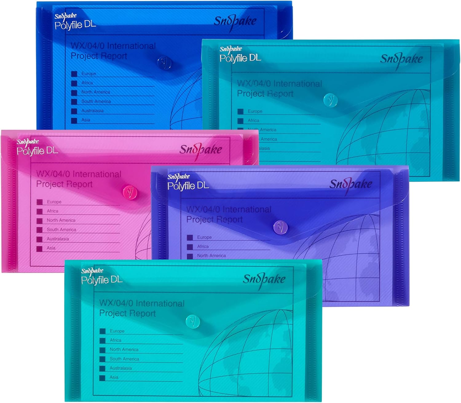 Snopake Dl Polyfile Popper Wallet With Press Stud Closure Electra Assorted Pack Of 5 Ref 10035 Amazon Co Uk Office Products