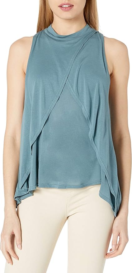 Download LAmade Women's Sleeveless Mock Neck Overlap Front Top at ...