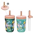 Zak Designs Disney Lilo and Stitch Kelso Tumbler Set, Leak-Proof Screw-On Lid with Straw, Bundle for Kids Includes Plastic and Stainless Steel Cups with Bonus Sipper (3pc Set, Non-BPA, Stitch)