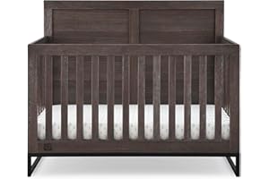 DELTA CHILDREN Simmons Kids Foundry 6-in-1 Convertible Baby Crib, Rustic Grey with Matte Black