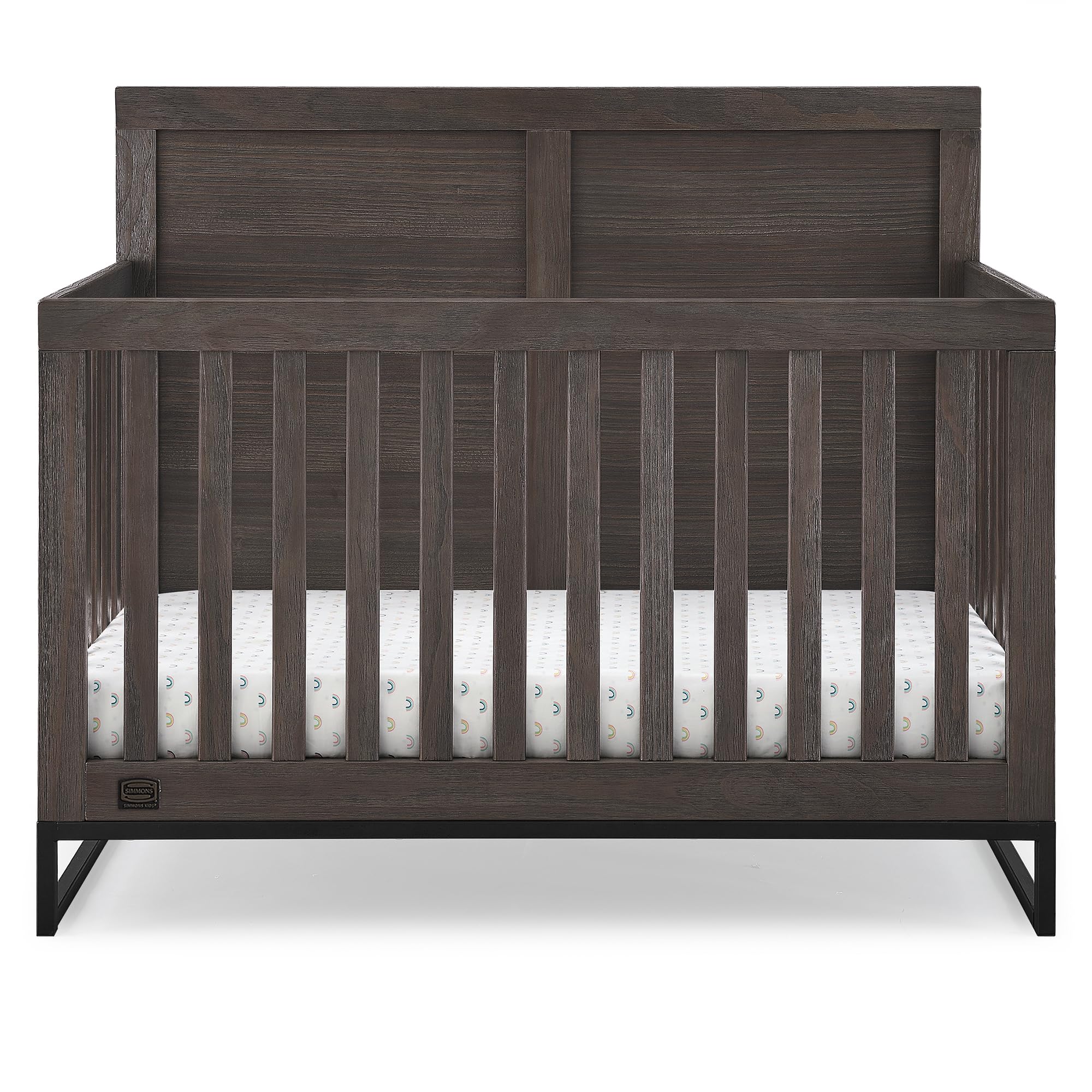 Photo 1 of Simmons Kids Foundry 6-in-1 Convertible Baby Crib, Rustic Grey with Matte Black