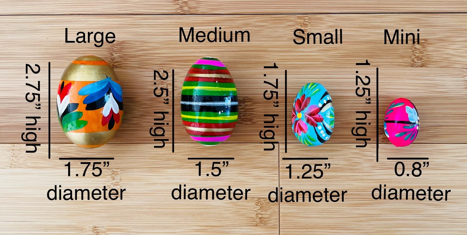 Pysanky (Pisanki) Polish Handpainted Wooden Easter Eggs - Bakers Dozen 13 Mini Eggs