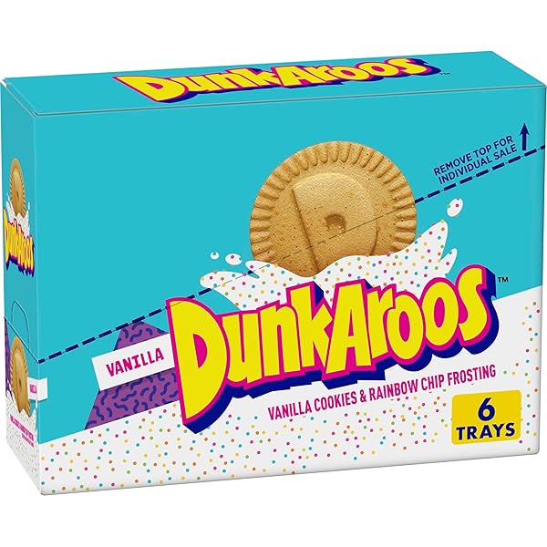 DUNKAROOS VANILLA COOKIES AND VANILLA FROSTING WITH RAINBOW SPRINKLES, 6 CT