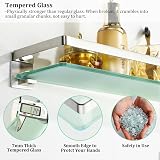 SAYAYO 50cm Tempered Glass Wall Shelf with SUS304 Rail Brushed Finish view 3