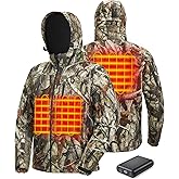 TIDEWE Heated Jacket for Men with Battery Pack (Black, Camo, Size S-XXXL)