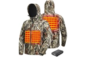 TIDEWE Heated Jacket for Men with Battery Pack (Black, Camo, Size S-XXXL)