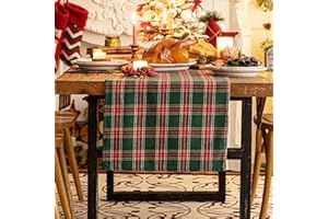 AQOTHES Green Red Plaid Christmas Table Runner, Winter Holiday Table Runners 72 inches Long, Xmas Decorations Indoor Outdoor Farmhouse Home Kitchen Dining Party Decor