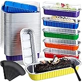 Blushtier 540 Pcs Mini Loaf Pans with Lids and Spoons 6.8 oz Rectangular Aluminum Foil Baking Pans Mini Cake Tins for Bread Desserts(Rainbow Color,Rectangle Style)