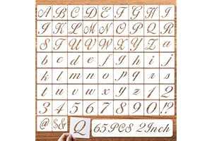 DZXCYZ 2 Inch Letter Symbol Stencils for Painting on Wood, 65 Pcs Alphabet Drawing Templates with Calligraphy Large Font and Cursive Letters Numbers Signs, Reusable Plastic Art Craft Stencils