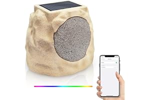 NiceBuy Rock Speakers Outdoor Waterproof Bluetooth Wireless Solar Powered Rock Speaker System Rechargeable with Lights&TWS Pair Function for Patio Outside Garden Deck Yard BBQ