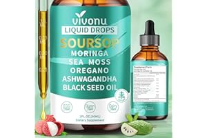VIVONU 10-in-1 Soursop Bitters Liquid Drops 3000mg, Soursop Drops with Ashwagandha, Black Seed Oil, Moringa, See Moss for Natural Antioxidant, Cell Support & Regeneration, Immune Boost, Rich In Vitamin D& C