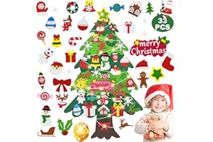 Sapin de Noël pour enfants et tout-petits, ensemble de feutre à faire soi-même de 1 m avec 32 décorations amovibles, kit de d