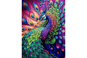 SOTYIOO Diamond Painting Kits for Adults.Peacock Diamond Art Full Drill Round Gem Art 5D Diamond Dots Suitable Home Wall Decor 12x16inch