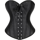 TRIWORKS Corset Tops for Women Lace up Bustier Overbust Corset for Halloween Costume Renaissance Corset Shapewear