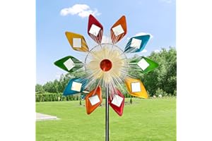 YOURONGMAO Solar 45" Sunglasses Garden Wind Spinners for Yard and Garden, Metal Clearance Windmill Kinetic Wind Spinner Outdoor Decor, Wind Sculpture Yard Art Decorations for Patio, Lawn & Garden
