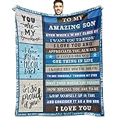 Fefede Gifts for Son Birthday Gifts to Son | to My Amazing Son Blanket with Many Great Words | Blanket Gifts for Son | Graduation for Son Throw Blanket 50"x60"