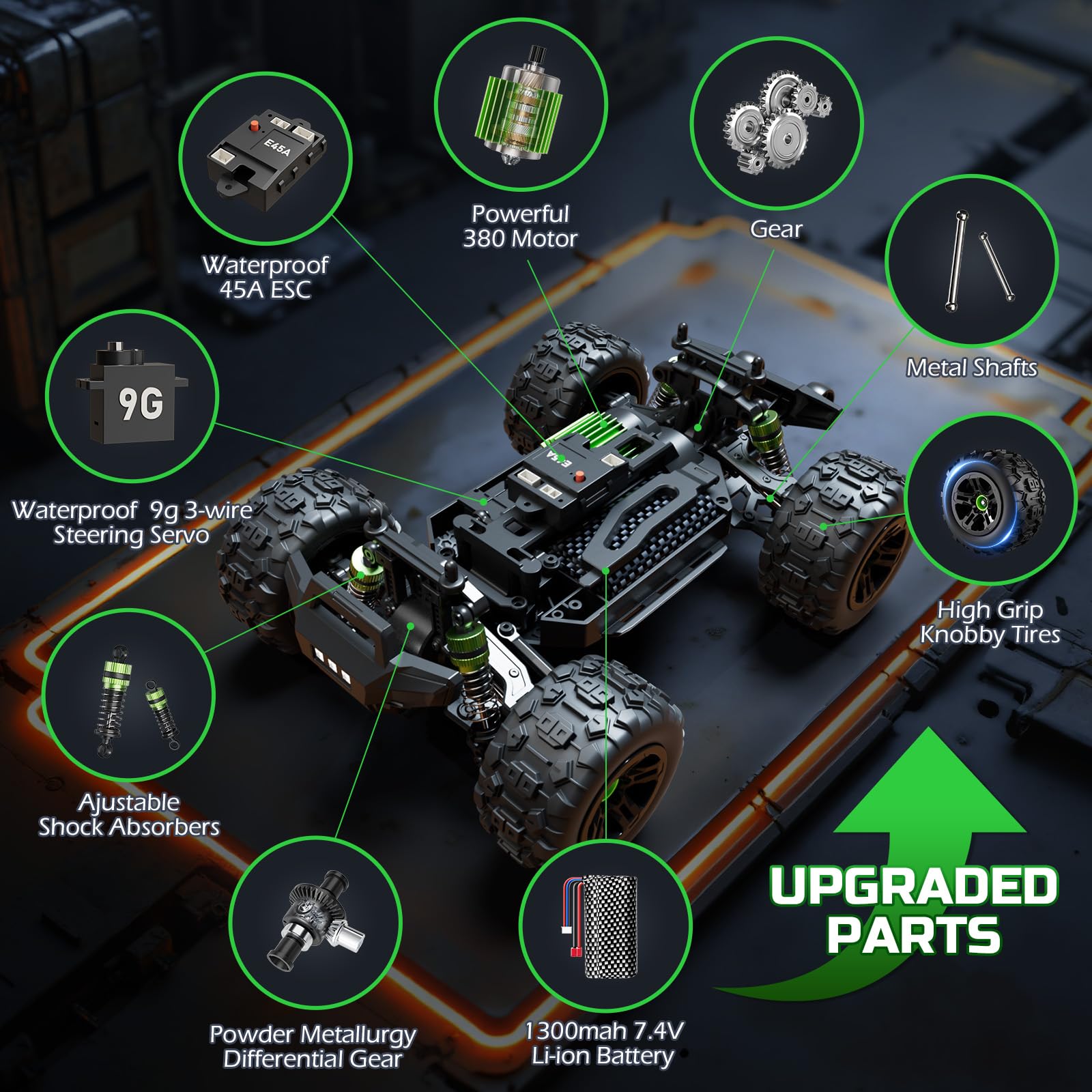 Remote Control Car RC Cars Truck for Adults Boys Age 8-12 Kids, 36KMH 1:18, All Terrain 4X4 High Speed Fast Off-Road Electric Vehicle,Full Proportional Synchronous Control System 2.4GHz