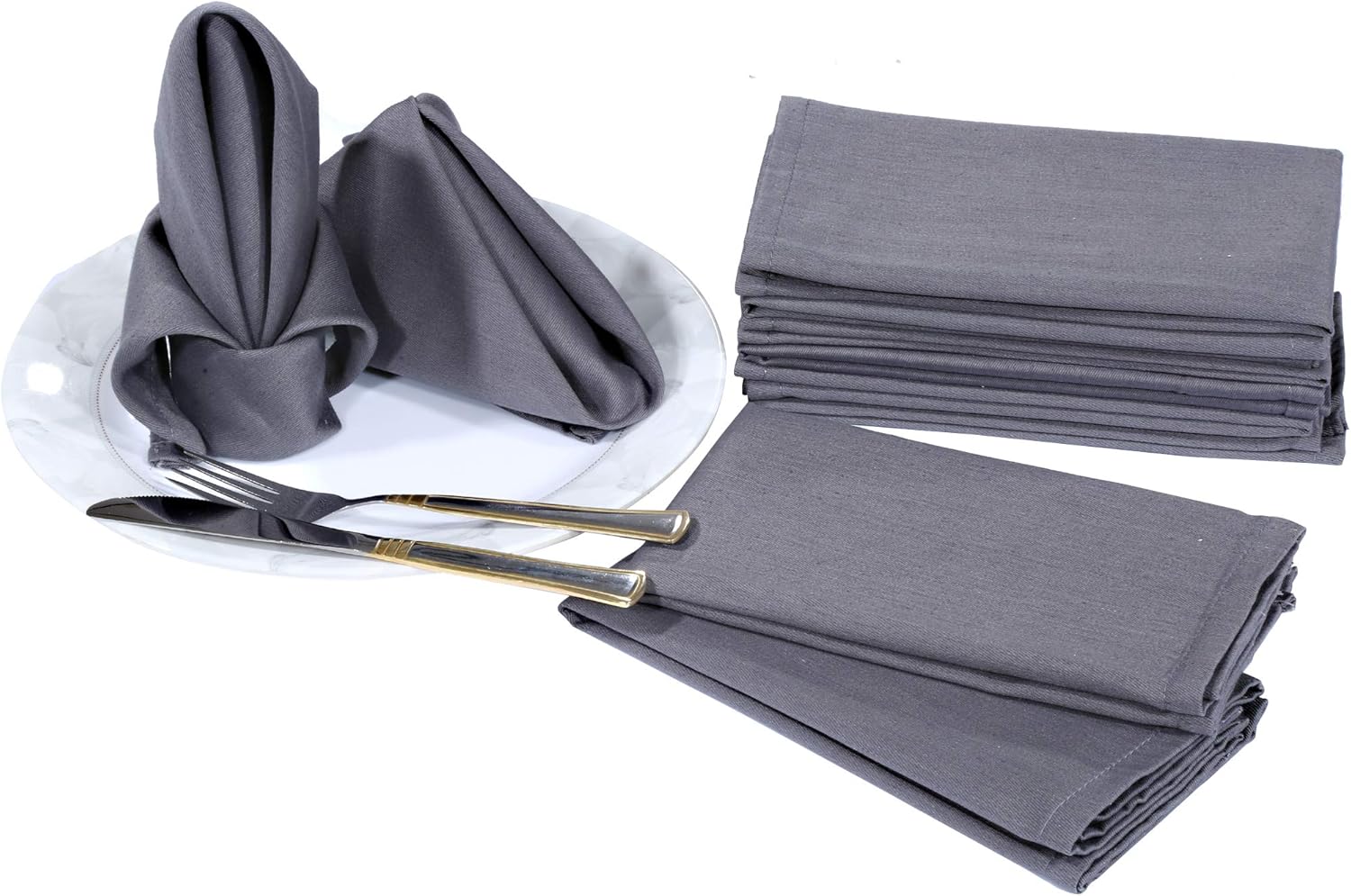 Ruvanti Kitchen Cloth Napkins 12 Pack (18" X18"), Dinner Napkins Soft and Comfortable Reusable Napkins - Durable Linen Napkins - Perfect Table Napkins/Grey Napkins for Family Dinners, Weddings.: Home & Kitchen