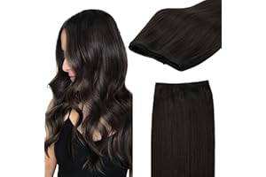 GOO GOO Sew in Hair Extensions Real Human Hair, Weft Hair Extensions Human Hair, 2 Dark Brown 22inch 110g, Weft Bundles Straight Silky Remy Hair
