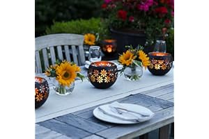 Solar Fire Bowl 5.4" 2-Pack Outdoor Waterproof Solar Lanterns - Metal Porch Lights with Flickering Flame for Tabletop, Patio, Garden & Landscape Decor, Matte Black