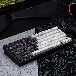 Double Shot PBT keycaps,Black and White,Topographic