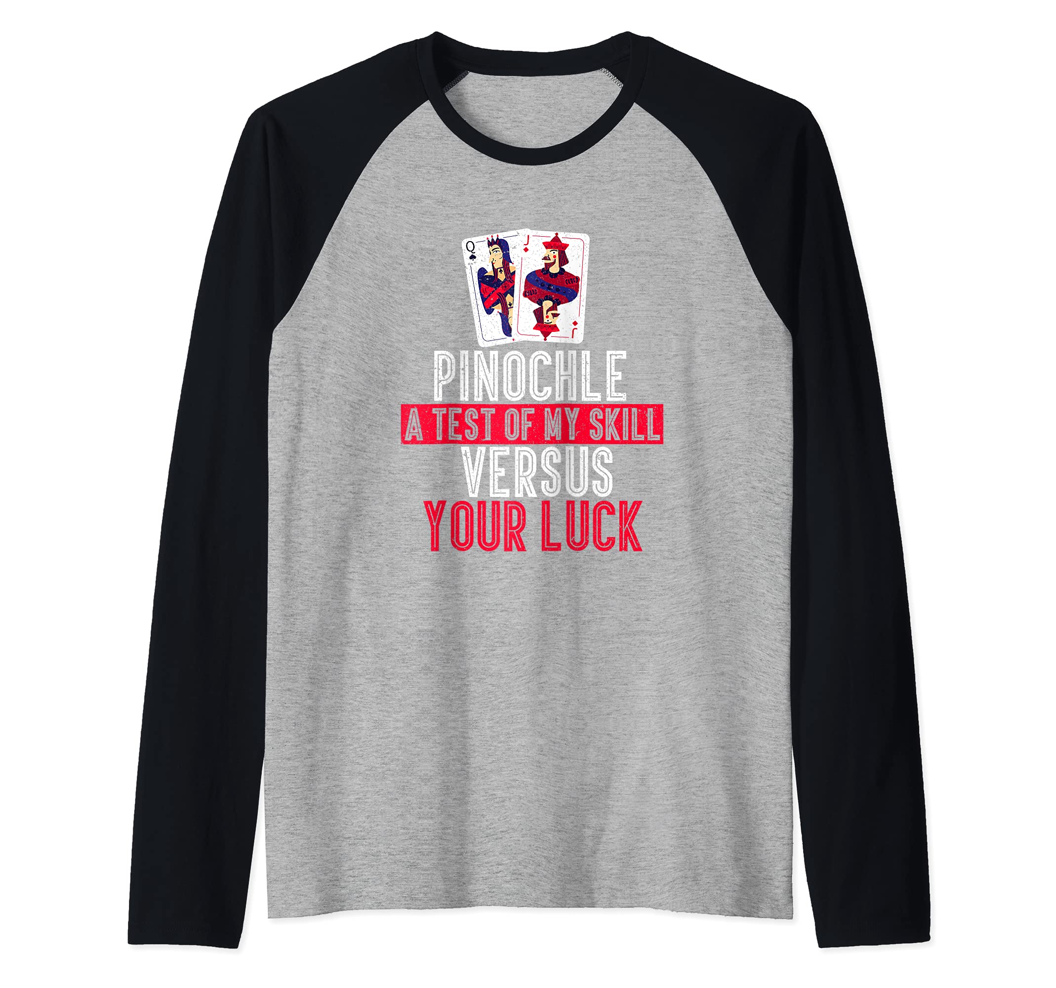 Pinochle Card Game Gamer Player Trick-Taking Raglan Baseball Tee