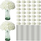 Unittype Silk Hydrangea Artificial Flowers Heads with Stems Faux Hydrangea Flowers for Wedding Centerpieces Bouquets DIY Floral Decorations for Home Indoor(White,100 Pieces)