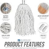 TDBS PY.16 Pure Yarn Cotton Mop Head Replacement 2 Pack Galvanized Socket Heavy view 2