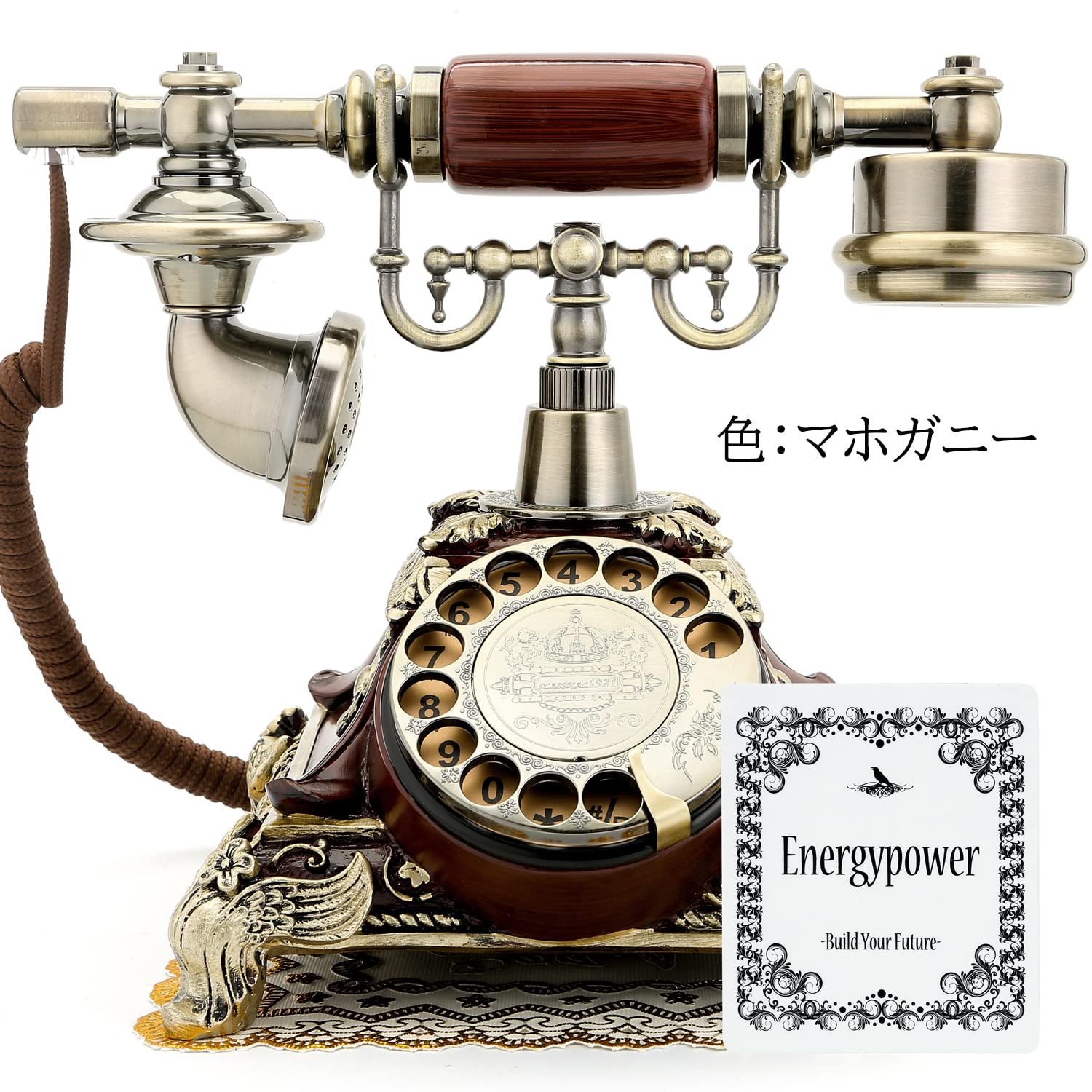 EnergyPower Luxury Antique Dial Phone Analog Phone No Power Required Mechanical & Electronic 2 Kinds of Bell Retro Interior Old European Style Landline Phone Black Phone Vintage Rotating Cafe Hotel