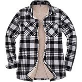 Lisskolo Women Fleece Lined Shirt Jacket with Hand Pockets, Plaid Button Down Sherpa Fleece Shacket Outerwear Flannel Jackets
