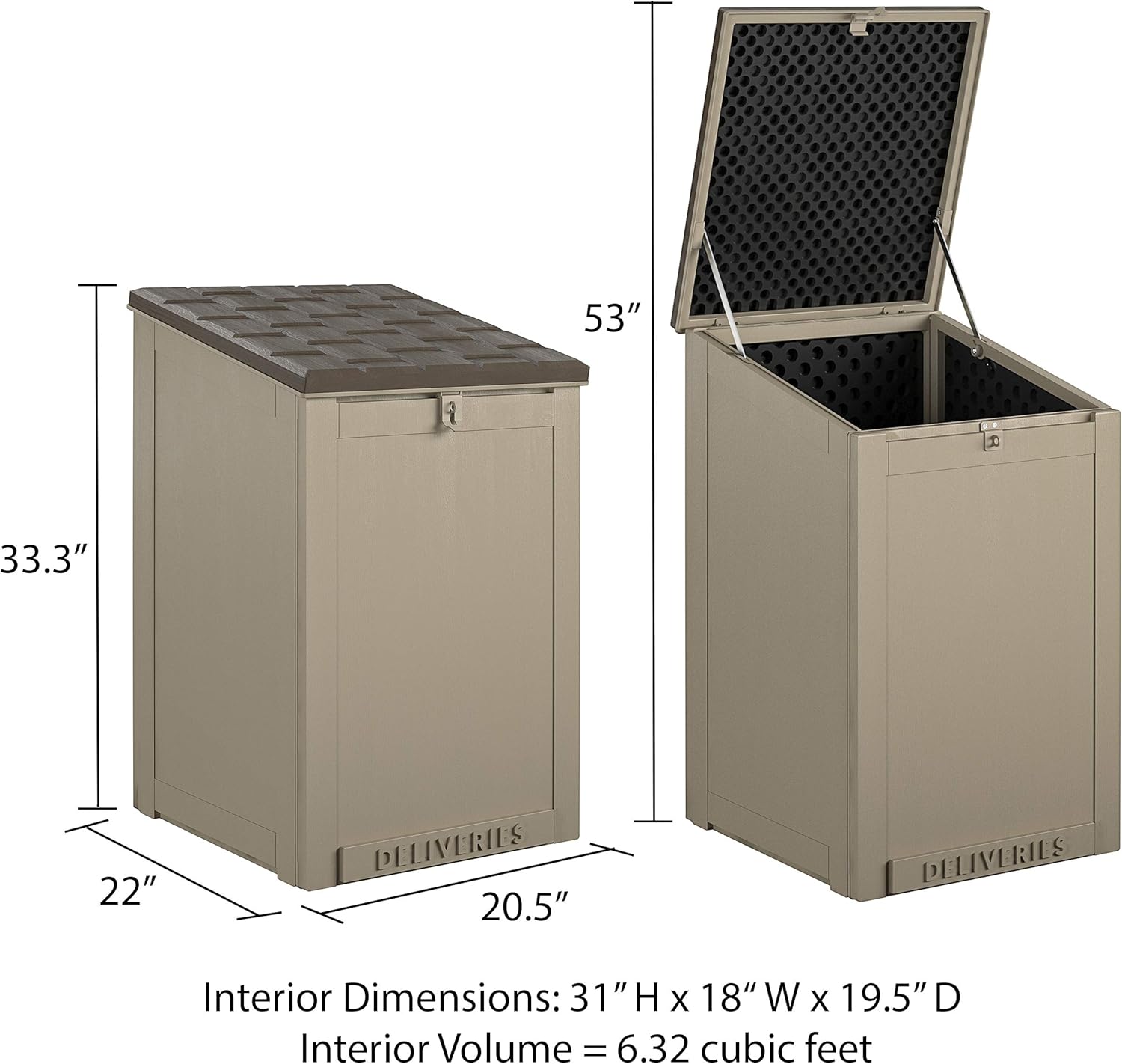 Cosco Outdoor Living 88333BTN1E, Large Lockable Package Delivery and Storage Box, 6.3 Cubic feet, Tan BoxGuard - - 