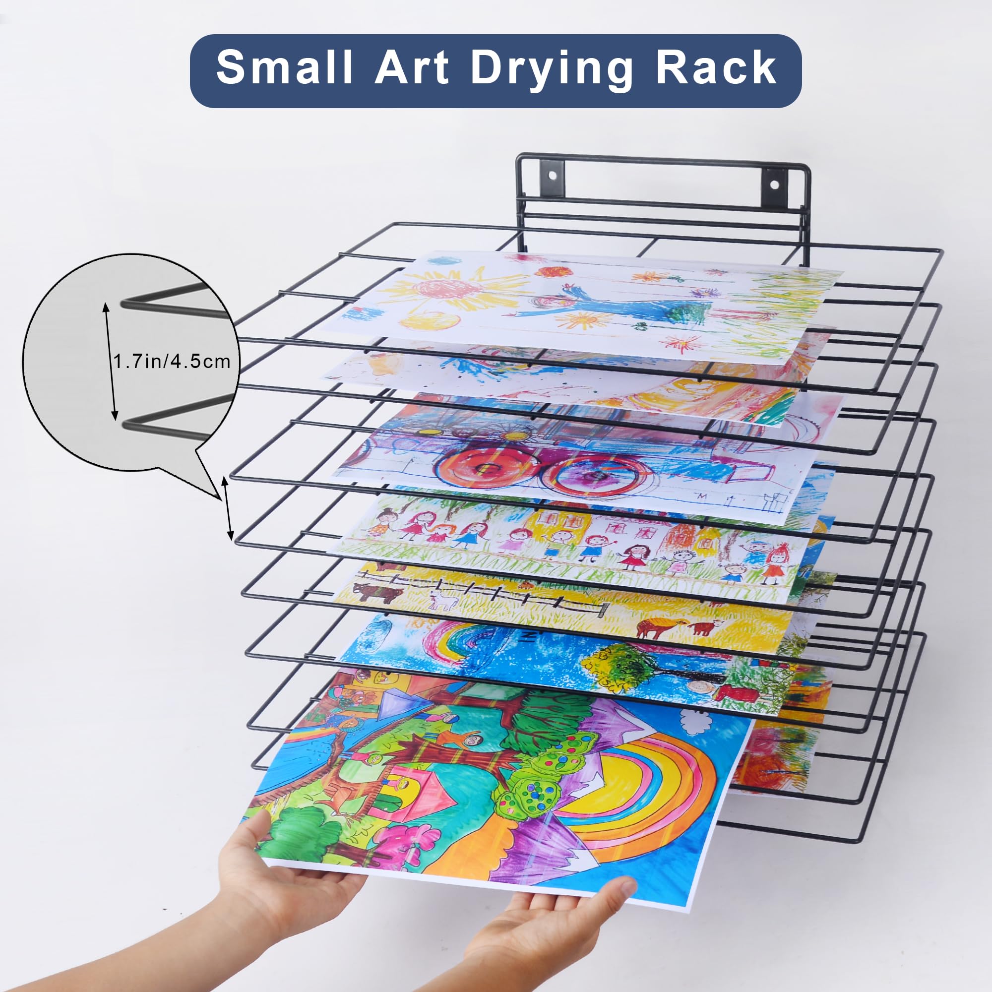 Premium Iron Art Drying Rack with 8 Removable Shelves for Classroom - 16.1 x 11.9 x 13.8 Inches - Art Storage Organizer and Painting Drying Shelf