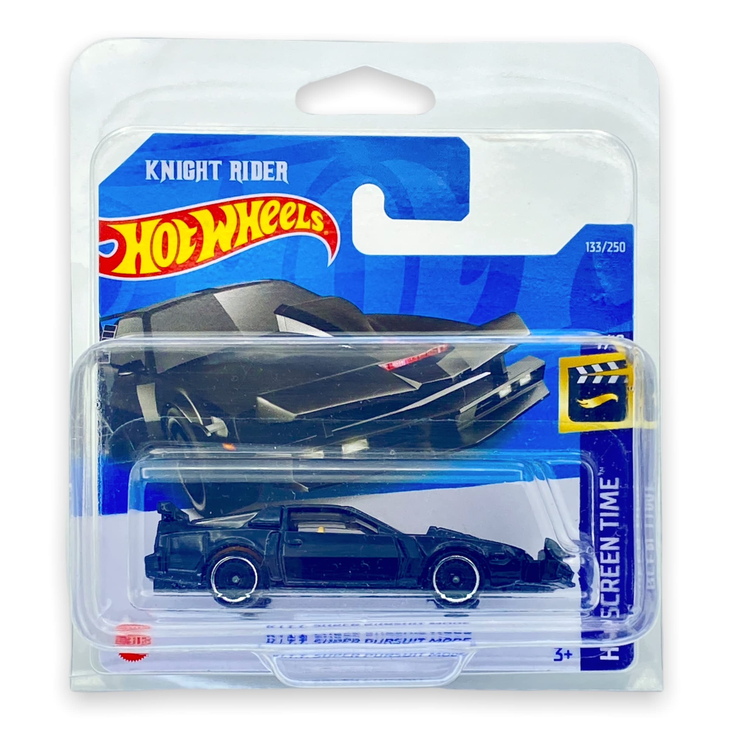 Hot Wheels K.I.T.T. Super Pursuit Mode (Black) 7/10 HW Screen Time 2022 - 133/250 (Short Card) *** COMES IN A KLAS CAR KEEPER PROTECTIVE COLLECTORS CASE *** HCV39