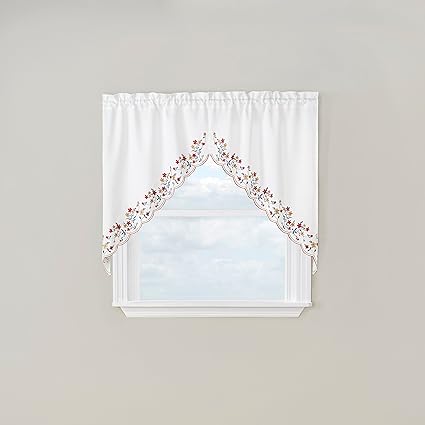 Renaissance Home Fashion Bloom Embroidered Swag Pair, 56 x 38, Americana