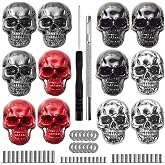 12Pcs Skull Metal Goth Studs for Leather Craft & Clothing, Gothic Conchos Rivets Spikes for DIY Leathercraft Decoration Punk Rock Style Clothing Accessories(Multicolored)