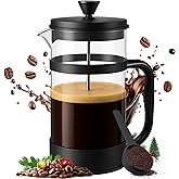 Utopia Kitchen Borosilicate Glass French Press Coffee Maker 34 Oz, Heat-Resistant Cafetiere & Tea Maker, Thickened Glass Coffee Press for Travel and Camping, Black