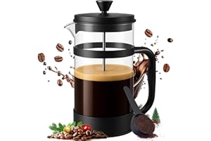 Utopia Kitchen Borosilicate Glass French Press Coffee Maker 34 oz, Heat-Resistant Cafetiere & Tea Maker, Thickened Glass Coffee Press for Travel and Camping, Black