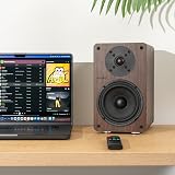 Roxel Onyx Active Bookshelf Speakers 100W RMS HDMI ARC Walnut view 4