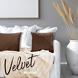 Deconovo Set of 2 Crushed Velvet Cushion Covers 30x50 Chocolate view 3